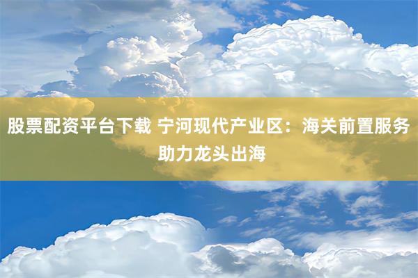 股票配资平台下载 宁河现代产业区：海关前置服务 助力龙头出海