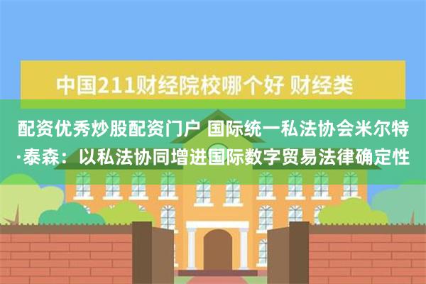 配资优秀炒股配资门户 国际统一私法协会米尔特·泰森：以私法协同增进国际数字贸易法律确定性