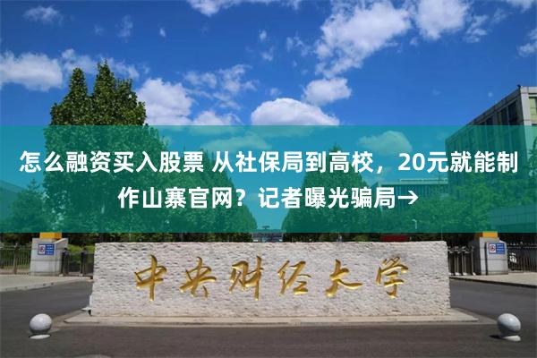 怎么融资买入股票 从社保局到高校，20元就能制作山寨官网？记者曝光骗局→